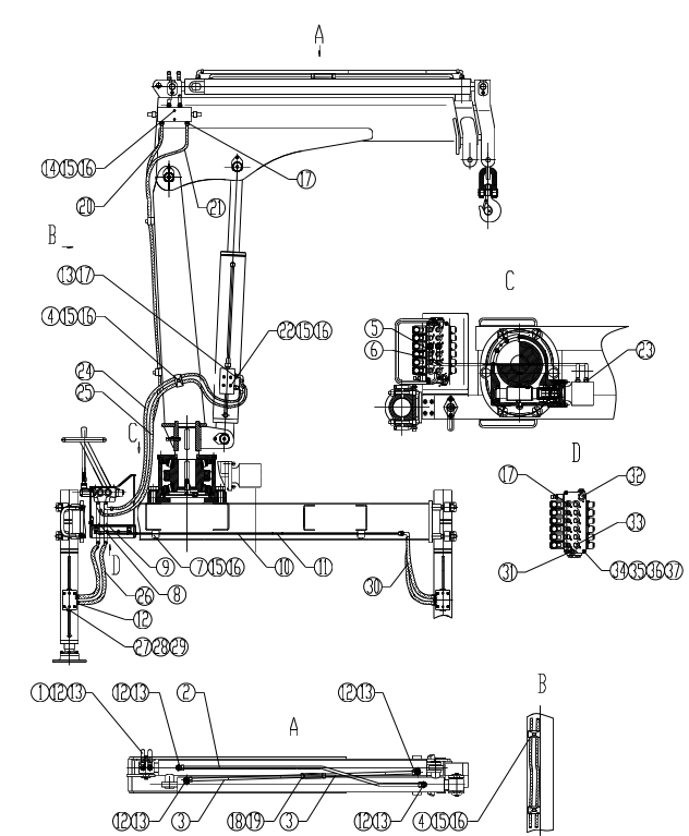 Sq1Zk2 Crane 351300144 Hydraulic system layout