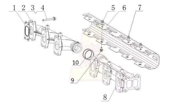 MT2L2 1008200 04 MS2L2 1008400 03 Exhaust Pipe Assembly Exhaust Pipe Cover Assembly