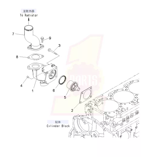 PC450 8 FIG A1730 001001 Thermostat And Thermostat Housing 拷贝